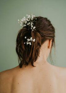 a photo of a high bridal ponytail hairstyle
