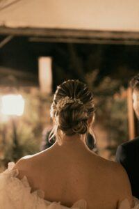 a picture of a low romantic bun hairstyle