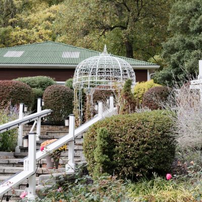 Beautiful garden and signature photo spot at Stone Manor Boutique Inn